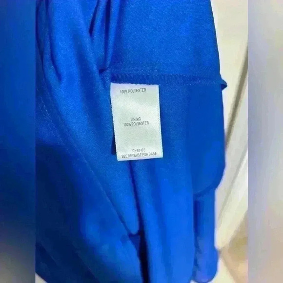 NWT Taylor Royal Blue Azure Chiffon V Neck High Low Women’s Midi Dress Size 2 - Picture 11 of 11